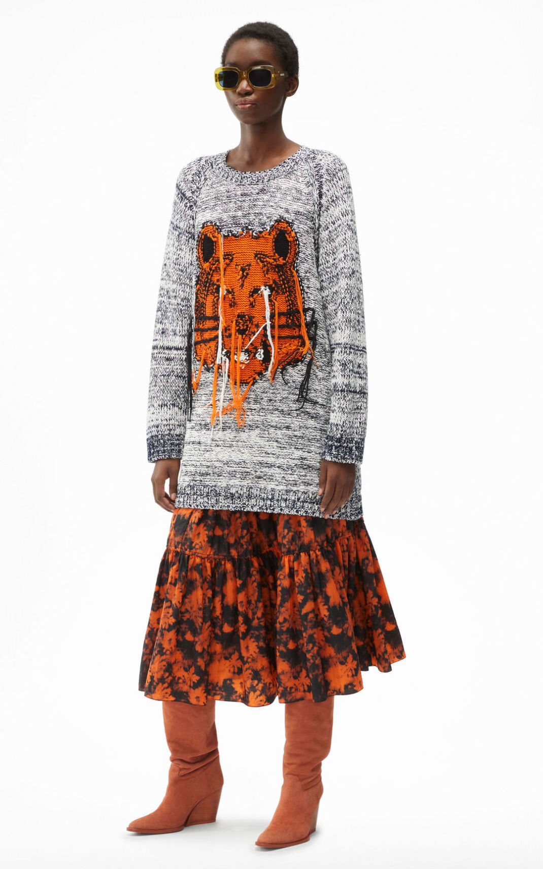 Kenzo Reversible K Tiger sweater Elbise Bayan Gri | 1307-RLSTZ